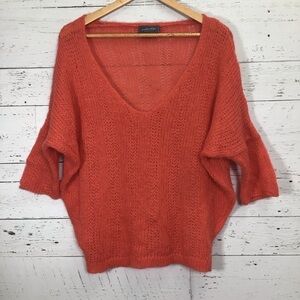 Wooden Ships Mohair Wool Blend Loose Knit V-Neck Sweater Size M/L​​​​​​​​​